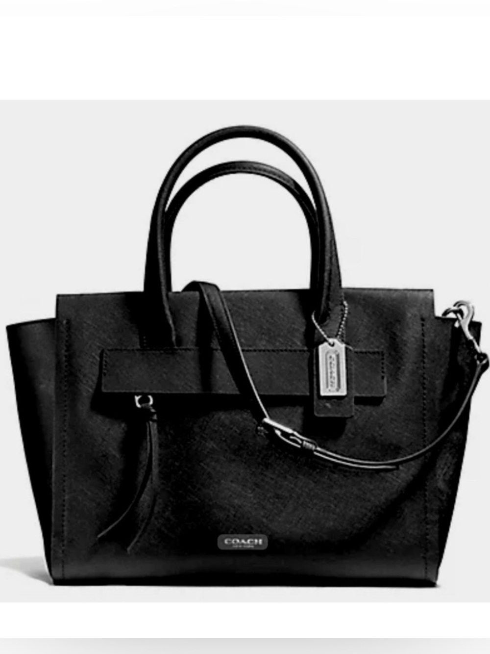 COACH BLEECKER RILEY CARRYALL 🖤🩶BLACK🩶🖤 LEATHER SATCHEL SHOULDER BAG 🌟EUC🌟
